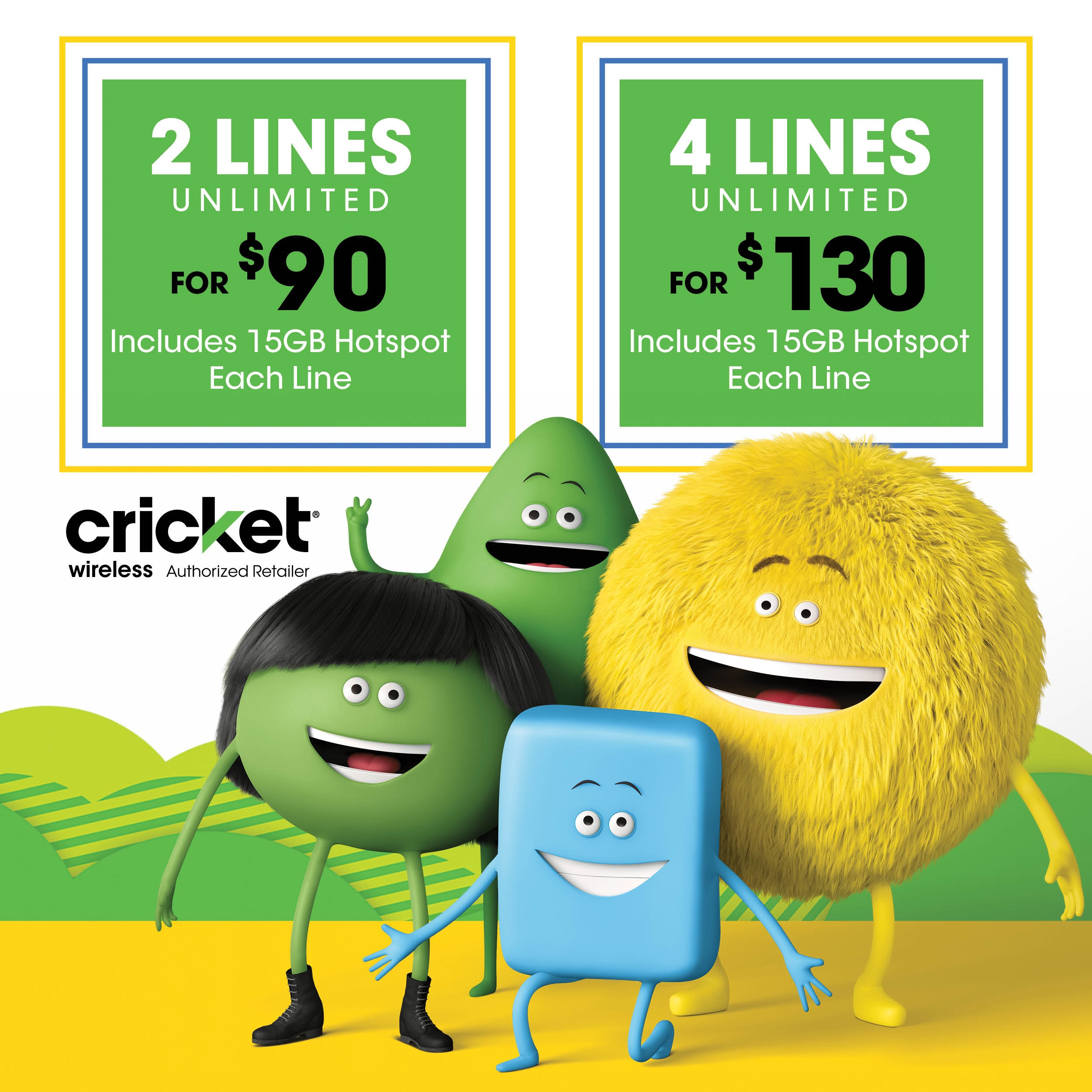 cricket 4 lines for $100 free phones