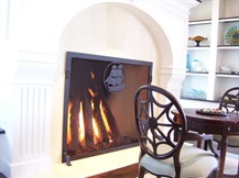 impressive gas logs & fireplace screen