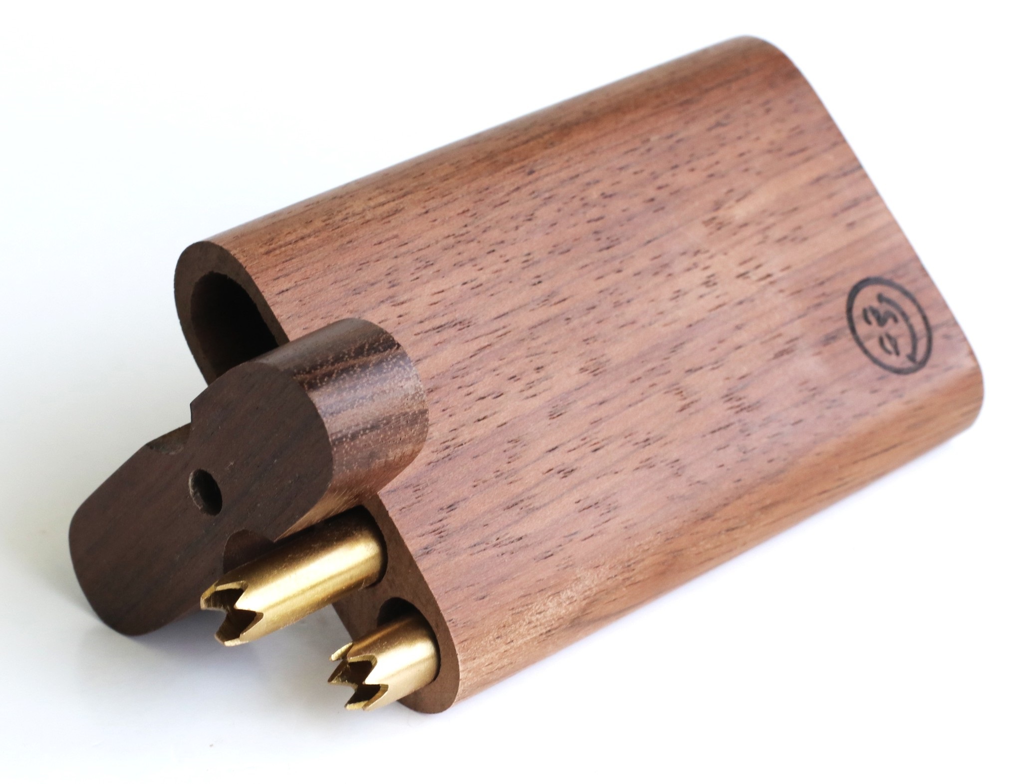 4" Walnut Double Hitter Dugout & Glass Pipe-American Crafted Dugout