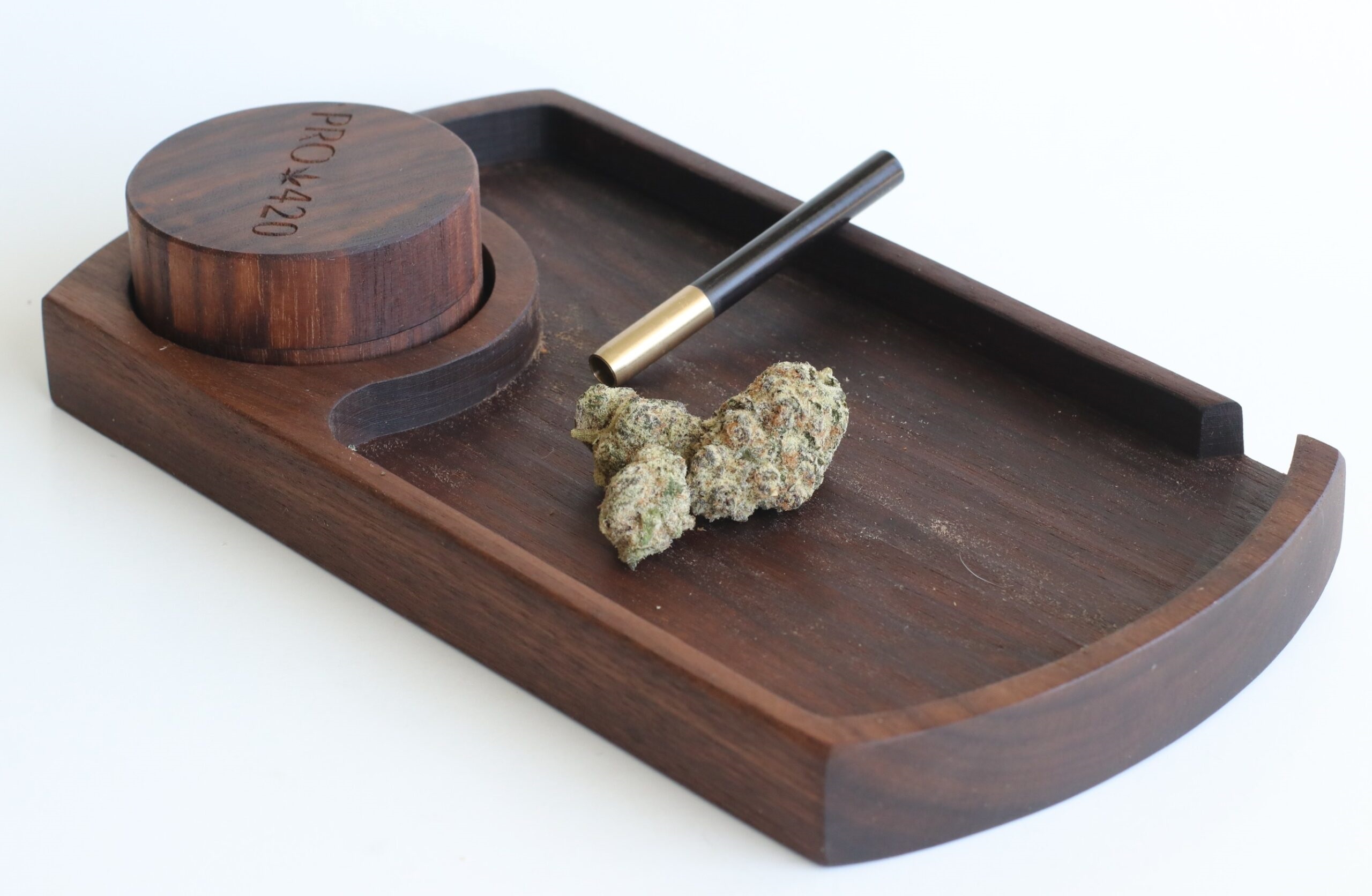 The Ultimate Tray- Handcrafted Walnut Rolling Tray for Smokers