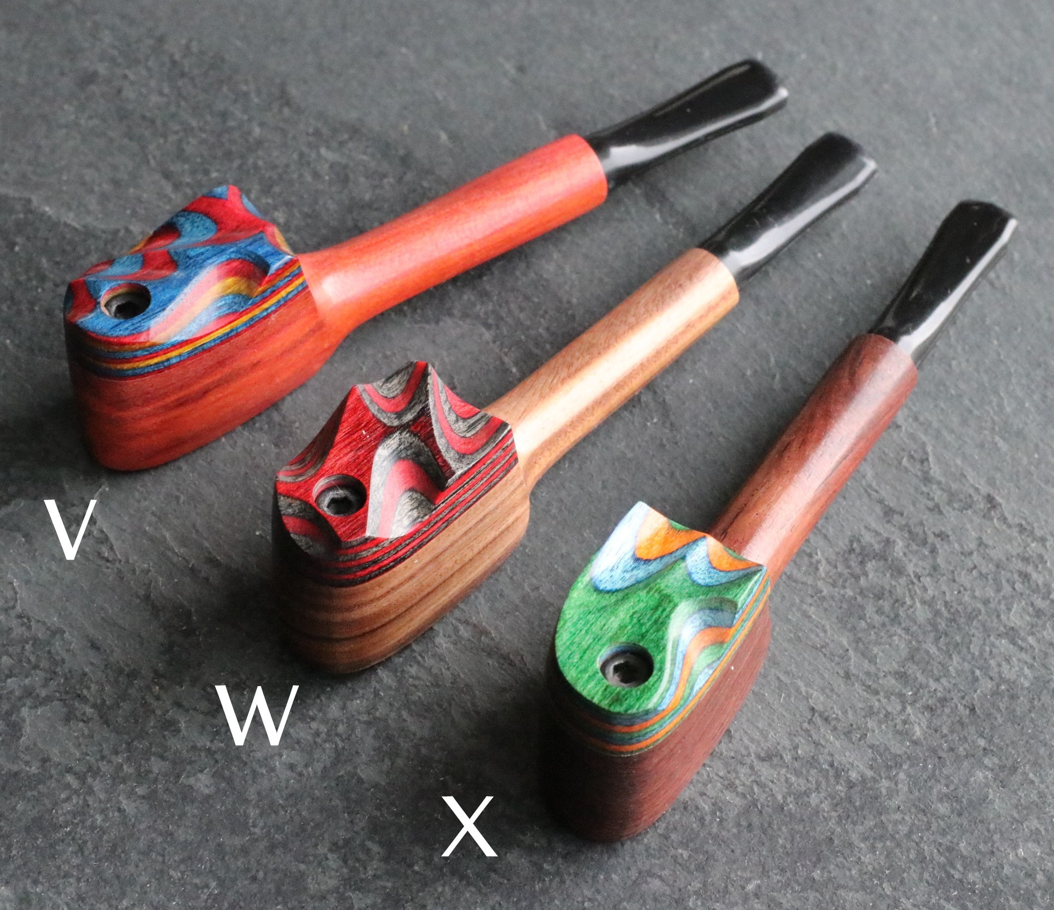 4" Swivel Lid Wood Pipe-DC1 COLOR ETCH LID-Handcrafted American Smoking Pipe - Exotic Wood Pipe