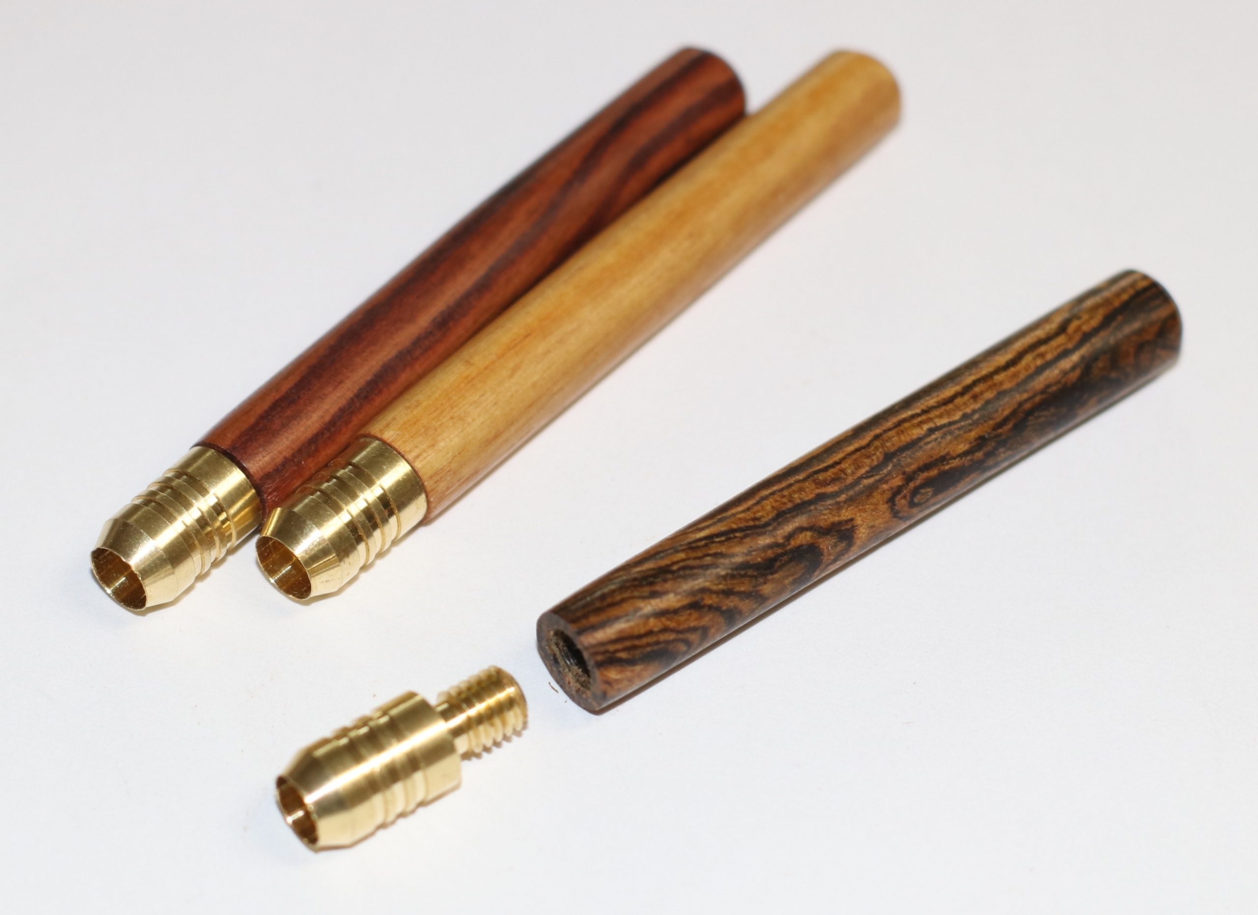 3" Exotic Wood One Hitter Pipes- Crafted Hardwood pipe with Brass Bowl