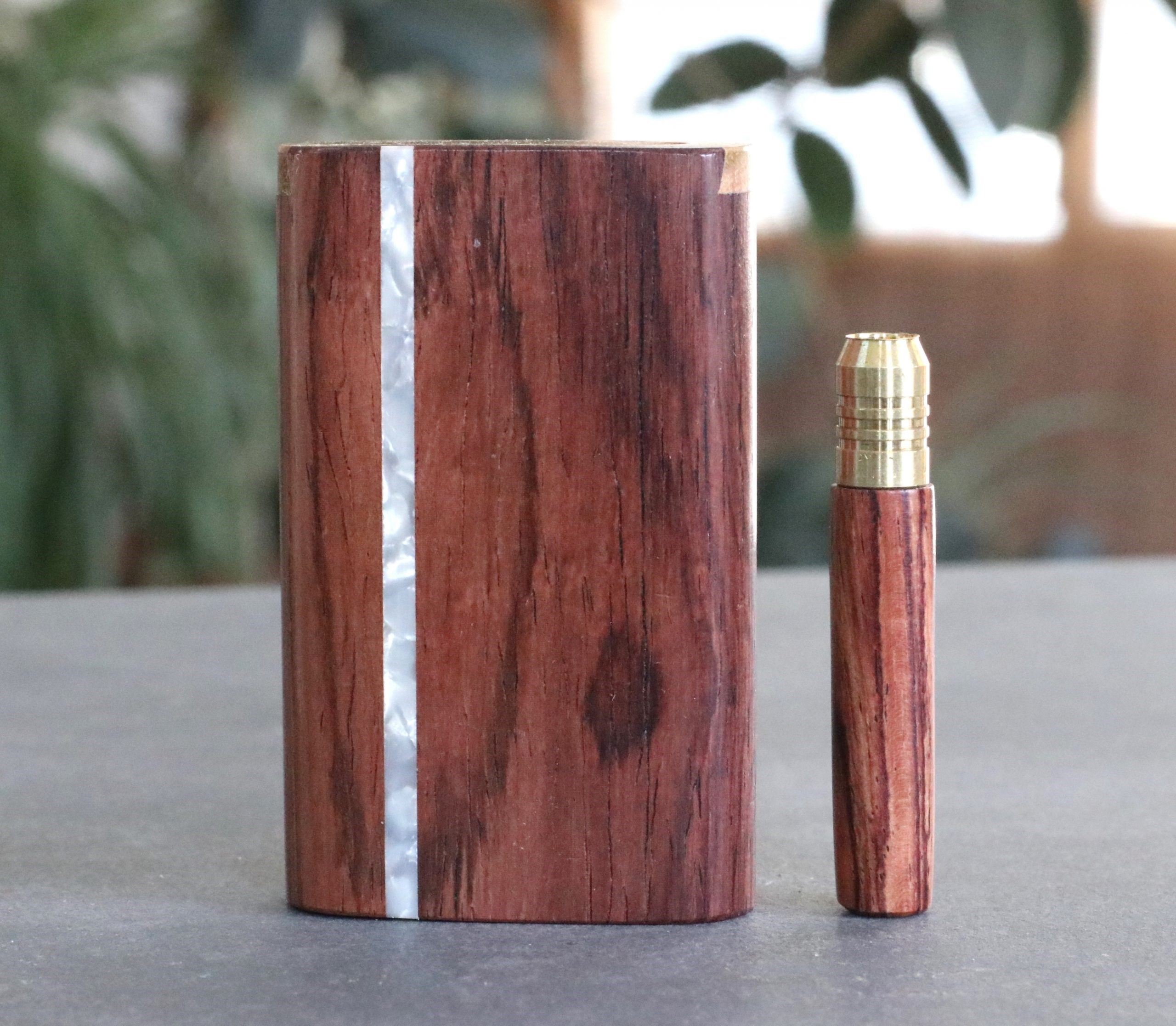 Honduras Slider Lid Dugout with Pearl Inlay and Special One Hitter - Honduras Pearl inlay Dugout