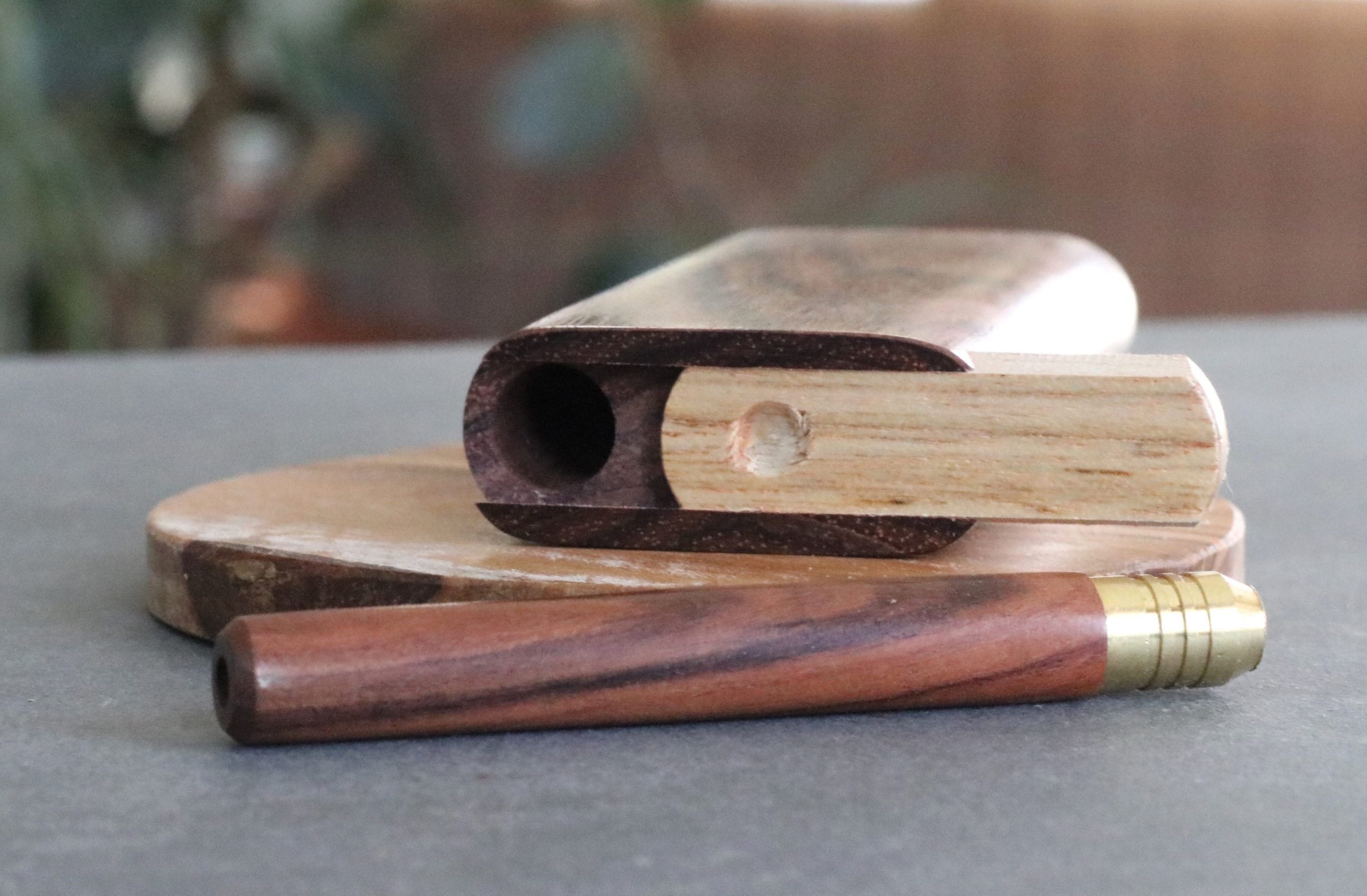 3" & 4" Honduras Wood Dugouts-  Slider Lid- One Hitter of your Choice - Honduras Dugout Stash Box