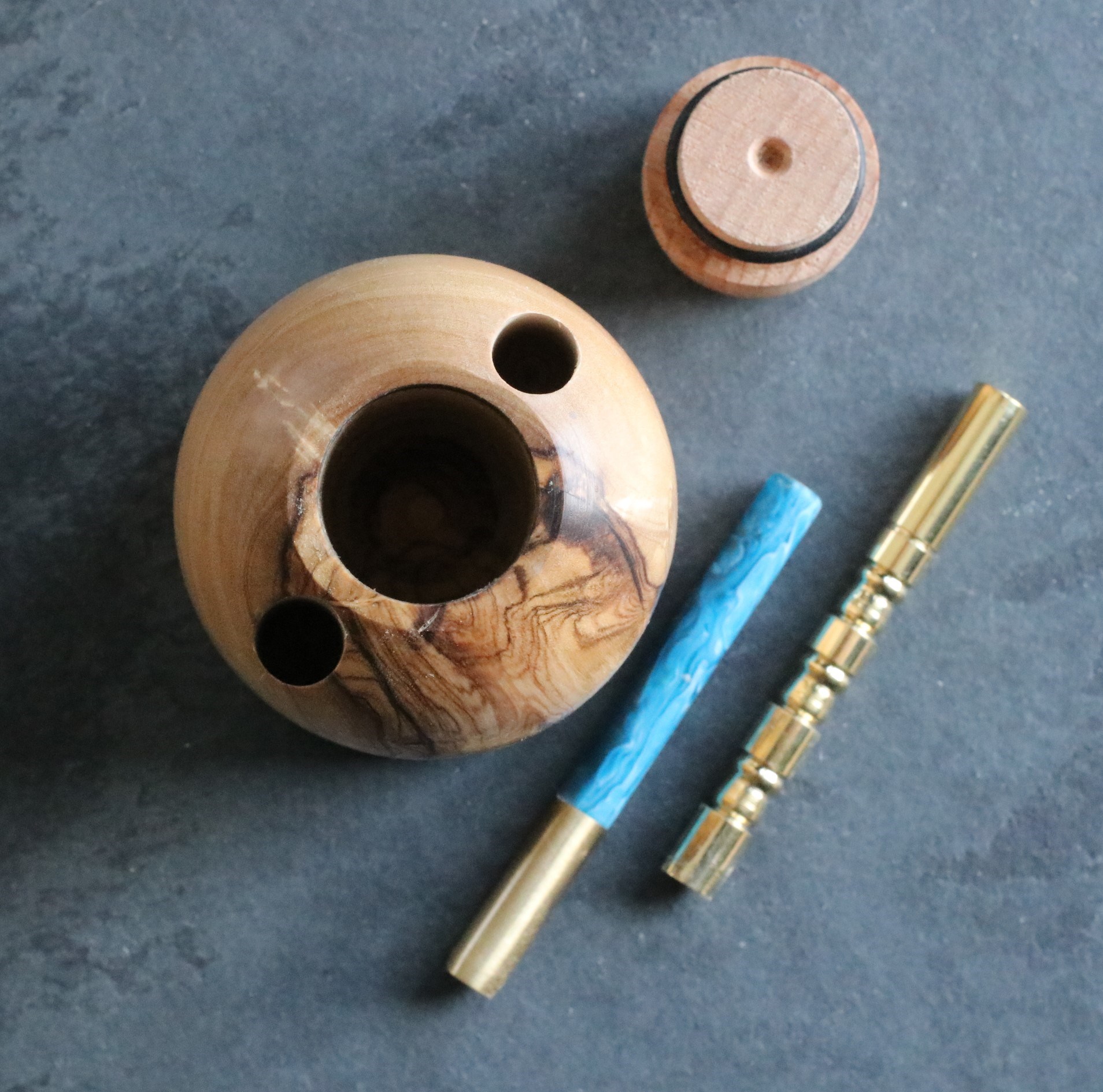 Olive Wood Tabletop Dugout- One Hitter Stash Box- Smoker's Gift
