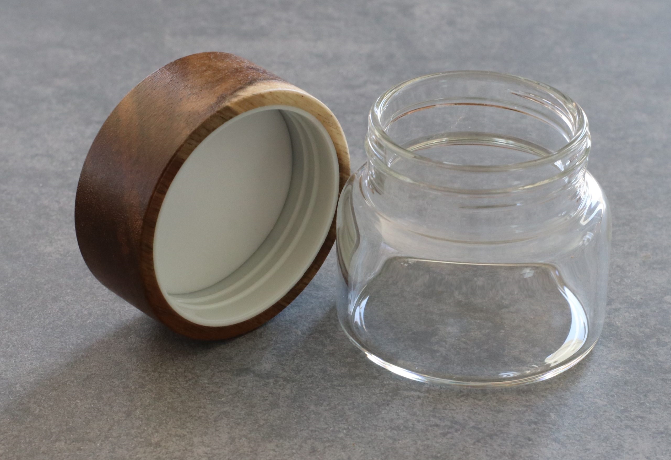 Glass Stash Jar with Bamboo Lid- Flat Top-Smell Proof Jar for Herbs & Spices