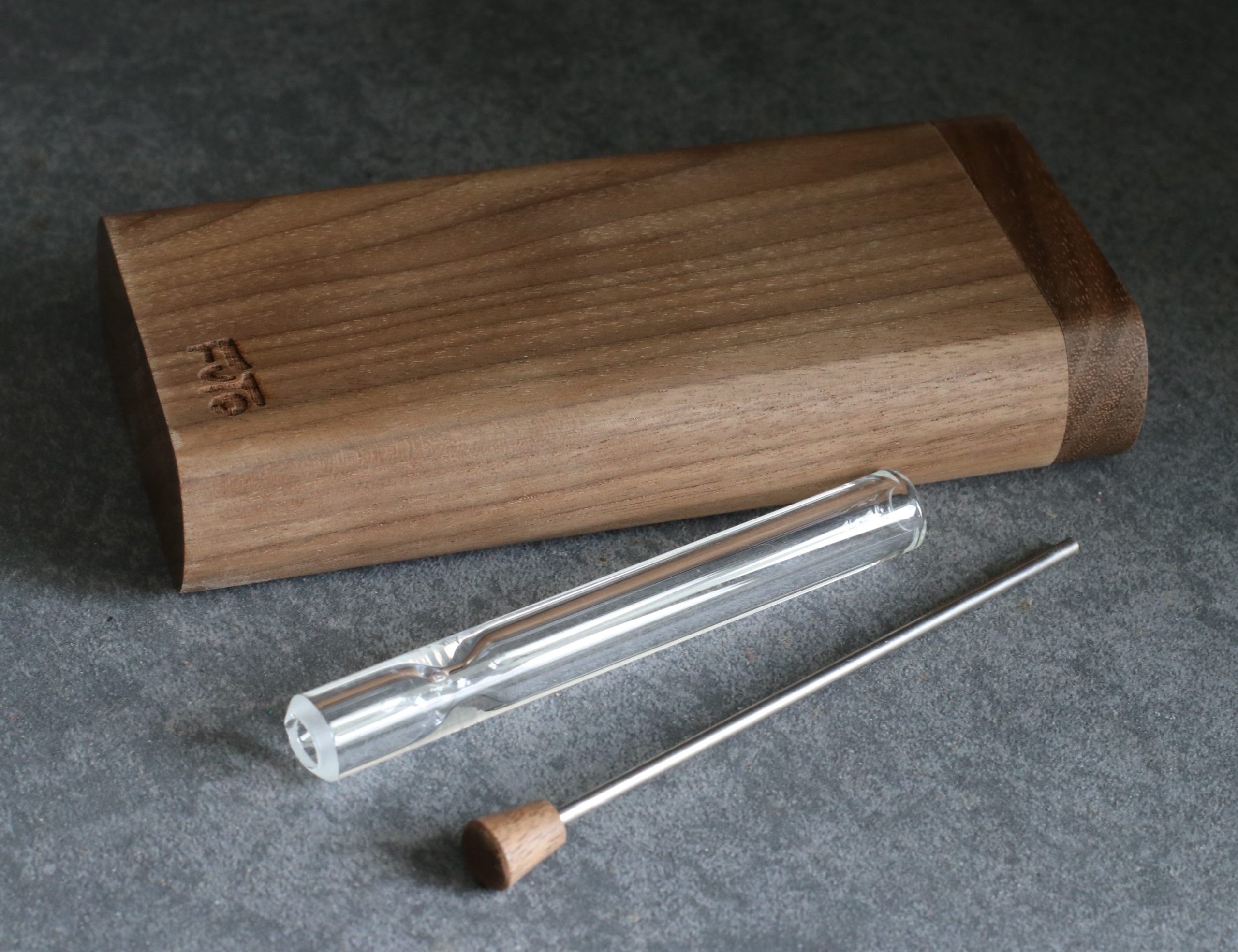 4" Walnut Wood Dugout- by Futo- Premium Stash Box with One Hitter & Stash Cleaner