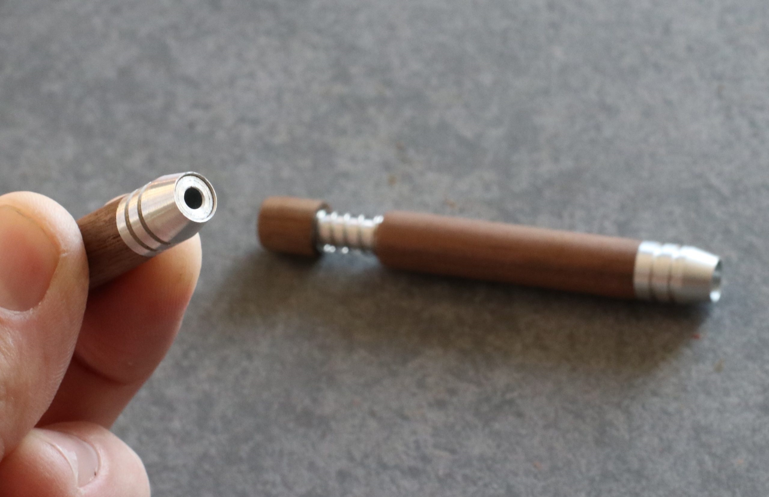 2" & 3" Spring Loaded Walnut One Hitter- Self Eject Pipe-Clean Smoking Pipe - Walnut Spring Loaded Self Eject Pipes