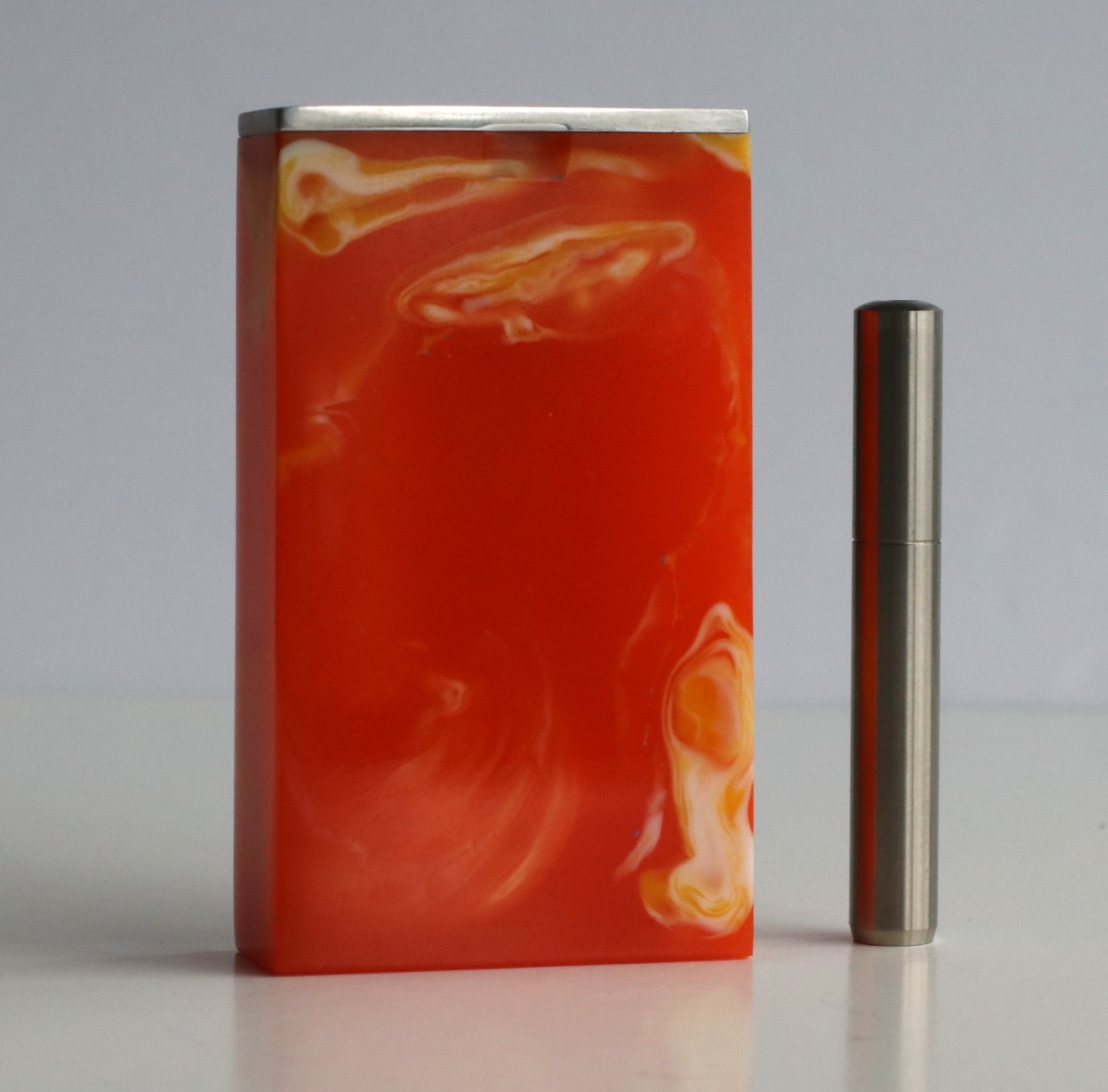 Ukiyohi Orange Dugout-Ultimate World Class Stash Box-One of a Kind Limited Edition Dugout - Ukiyohi Orange Resin Dugout