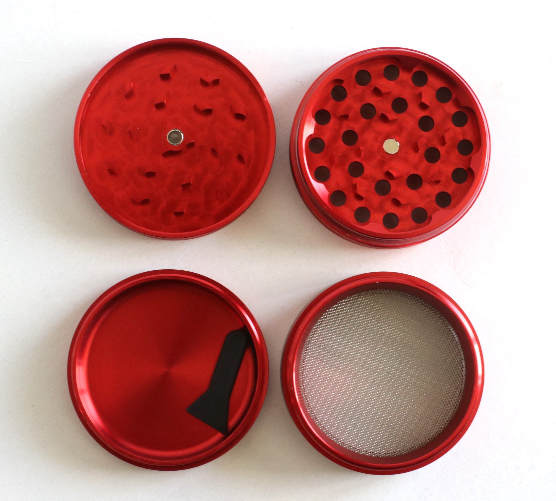 2.5" Red 4 pc Professional Herb Grinder - Red Herb Grinder