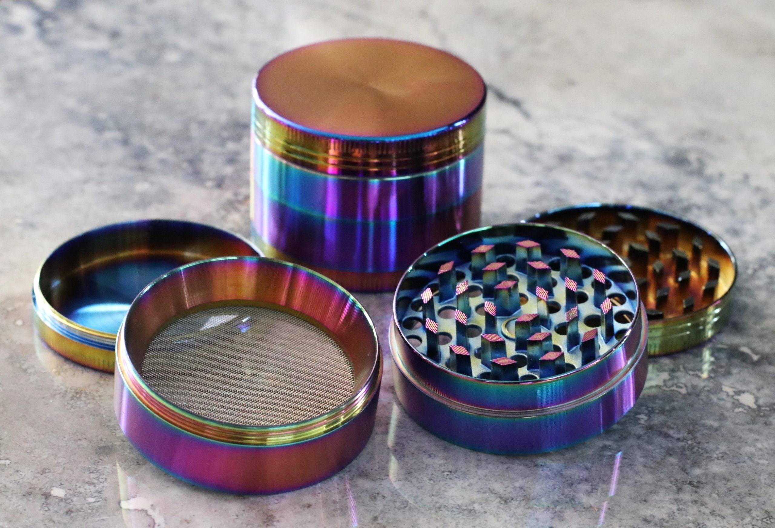 2" Rainbow Herb Grinder- 4 Part Metal Grinder for Dried Herbs