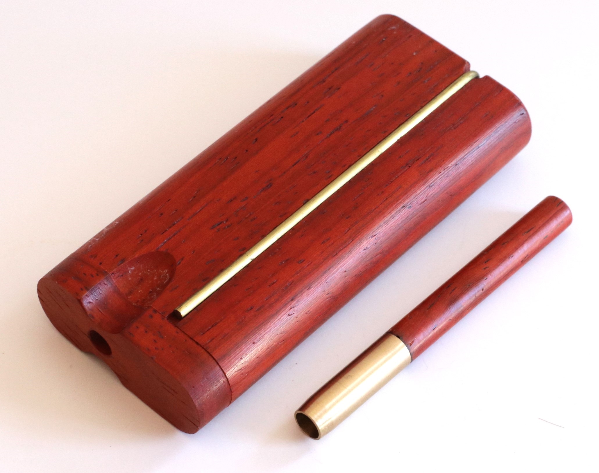 3" & 4" Red Padauk Swivel Lid Dugouts-Built in Poker & One Hitter Pipe - Padauk Dugout