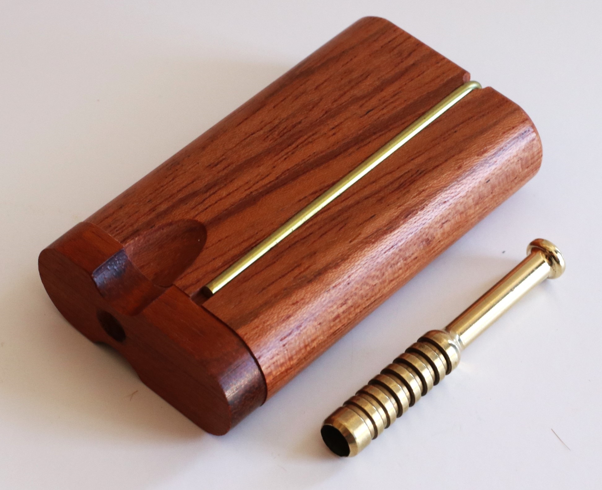 3" Brazilian Cherry Swivel Lid Dugouts-Built in Poker & One Hitter Pipe - Cherry Swivel Lid Dugout