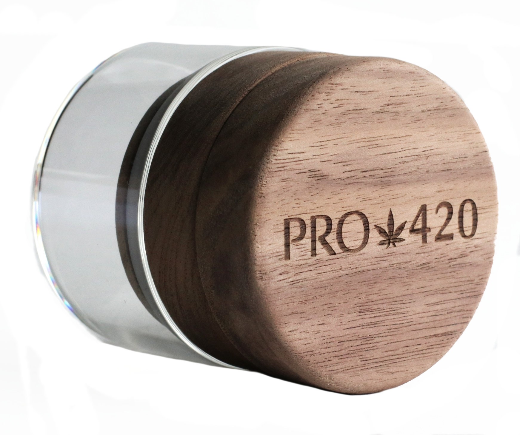 PRO 420 Custom Wood Herb Grinder & Glass Storage Jar - Herb Grinder and Stash Jar