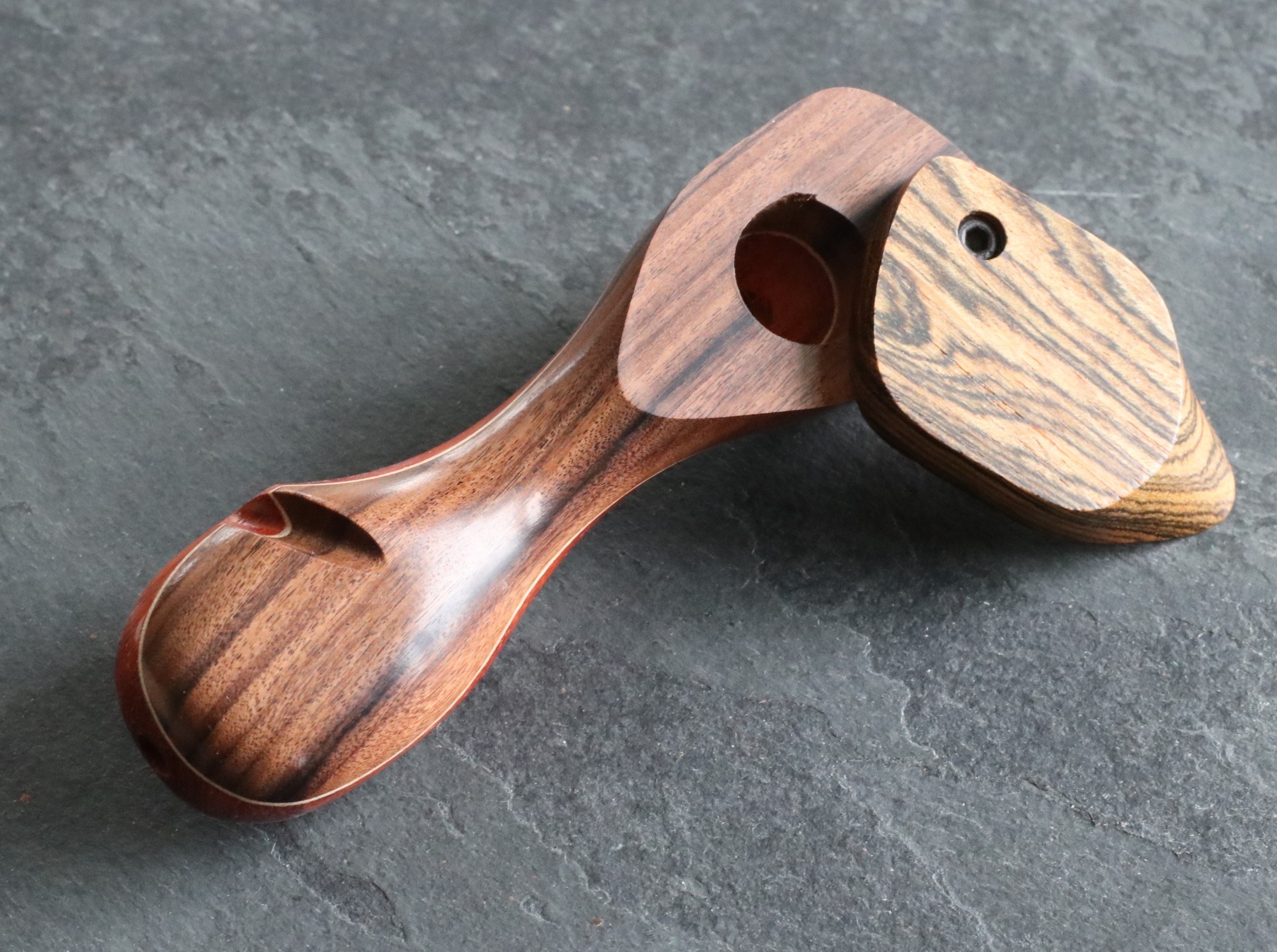 Exotic Wood Swivel Lid Pipe-TP43L-4"-American Handcrafted Smoking Pipe - Swivel Lid Smoking Pipe