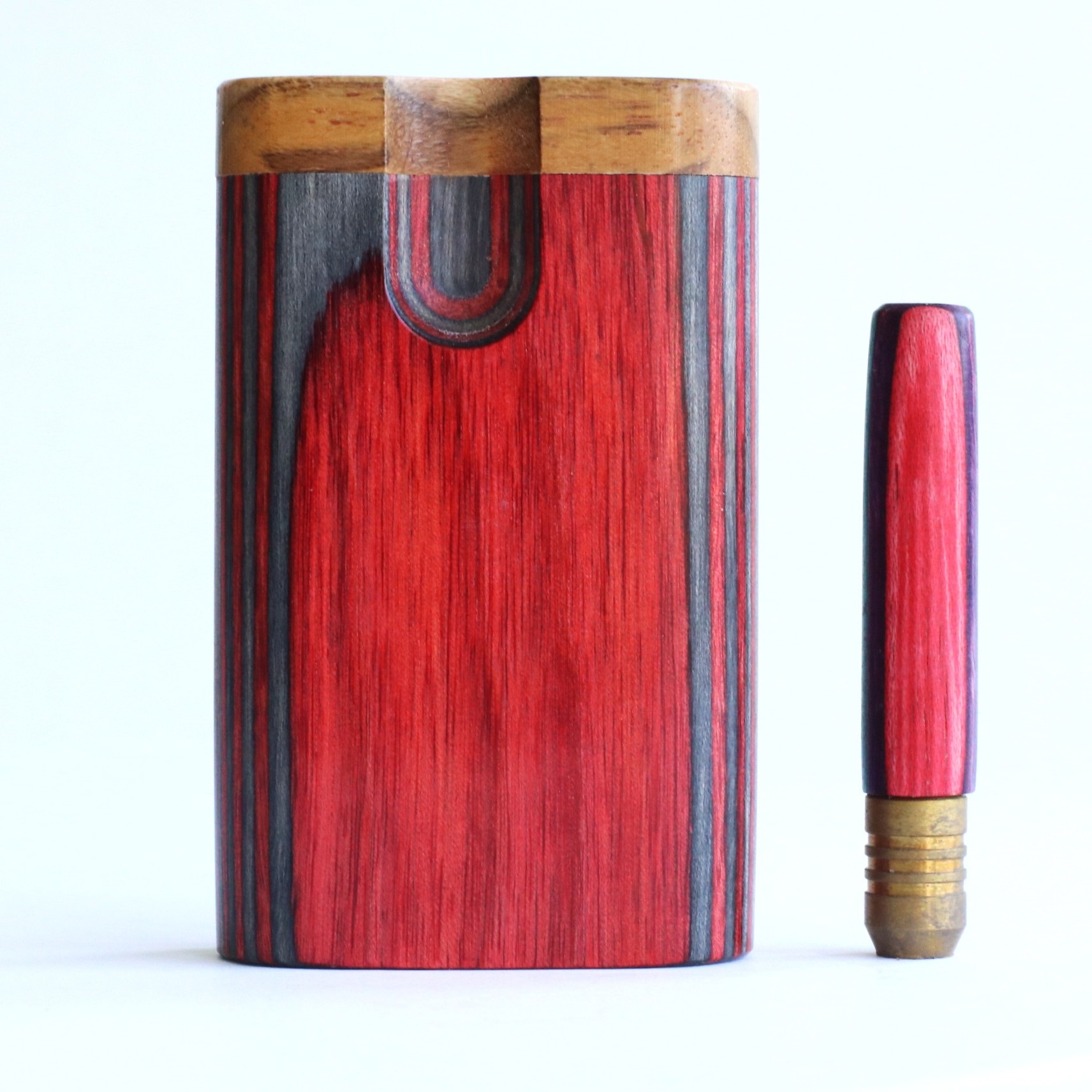 3" Swivel Lid Diamond Wood Dugouts & One Hitter Pipes-Colorful Small Stash Box