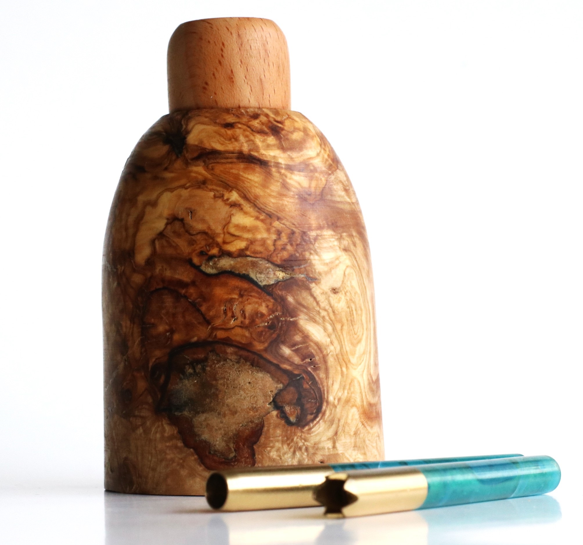 Olive Wood Tabletop Dugout- One Hitter Stash Box- Smoker's Gift