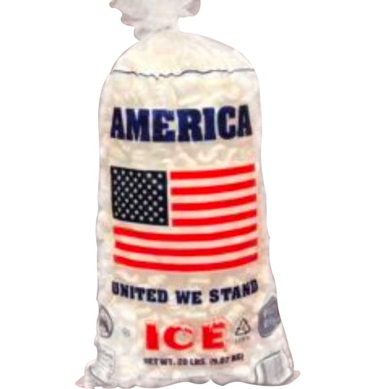 20LB AMERICAN FLAG WICKETED ICE BAGS WITH FREE TWIST TIES