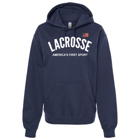 Lacrosse America's First Sport Logo Navy Blue Hoodie