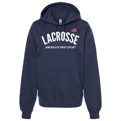 Lacrosse America's First Sport Logo Navy Blue Hoodie