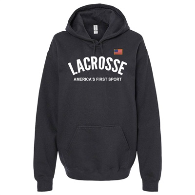 Lacrosse America's First Sport Logo Black Blue Hoodie