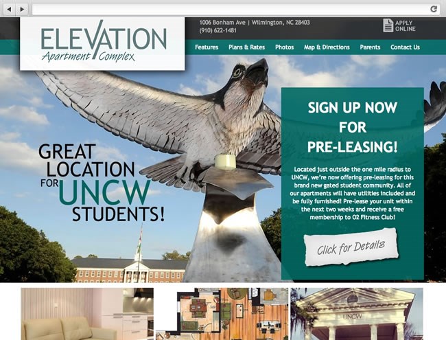 Apartment Website Design | Elevation NC | BlueTone Media